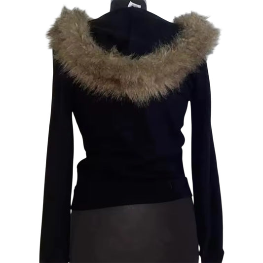 MST Bond Fur Oversized Waist Zipper Hoodie