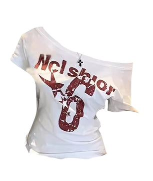 MST Phase 2000s Off-Shoulder waist T-Shirt