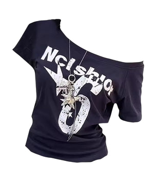 MST Phase 2000s Off-Shoulder waist T-Shirt