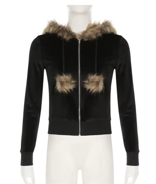 MST Bond Fur waist Zipper Hoodie