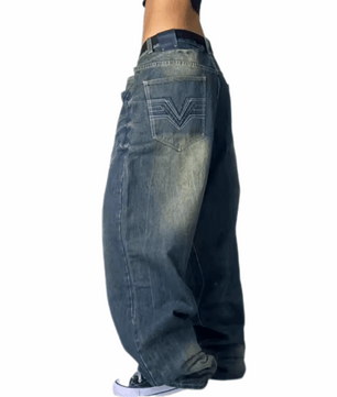 MST Street Era Super Baggy Jeans Washed Blue - Mystyletoday