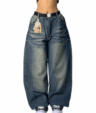 MST Street Era Super Baggy Jeans Washed Blue - Mystyletoday