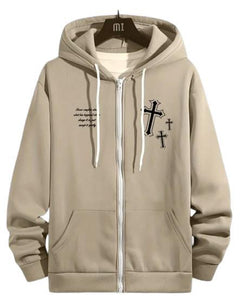 MST God Did Zip-Up Hoodie Beige