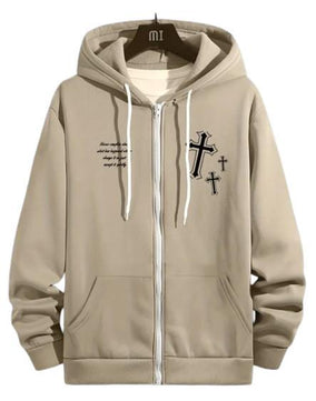 MST God Did Zip-Up Hoodie Beige