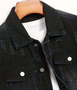 MST Luxury Denim Jacket Black - Mystyletoday