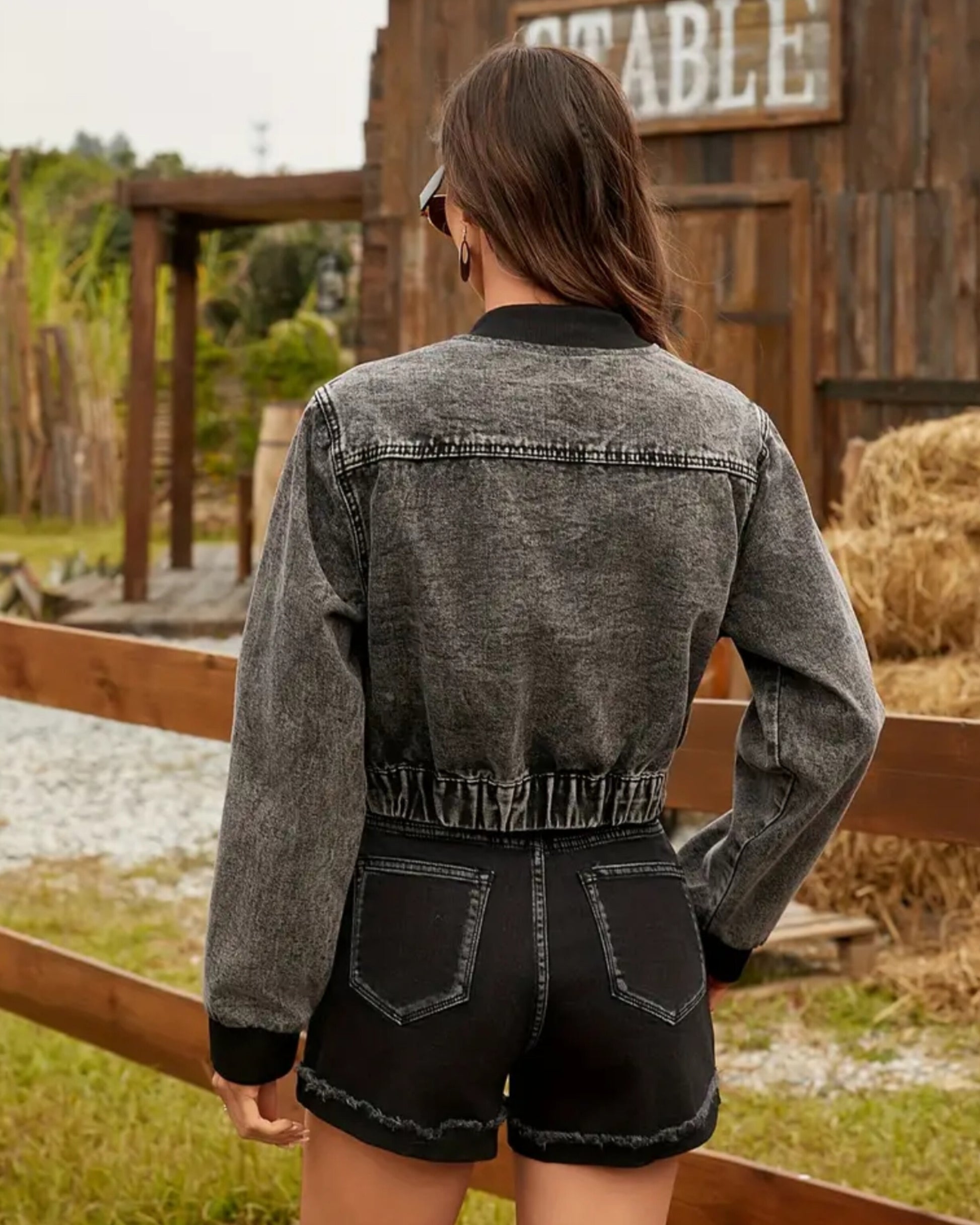 MST Luxury Denim Cropped Jacket Grey (Woman)