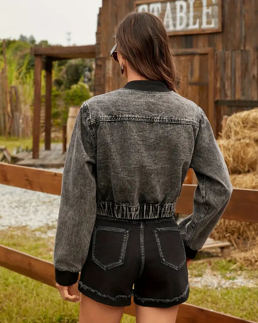 MST Luxury Denim Cropped Jacket Grey (Woman)
