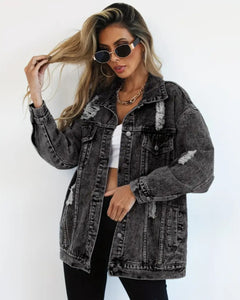 MST Luxury Denim Ripped Jacket Grey (Woman)