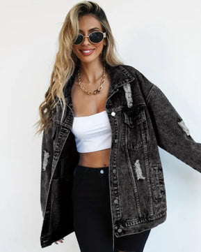 MST Luxury Denim Ripped Jacket Grey (Woman)