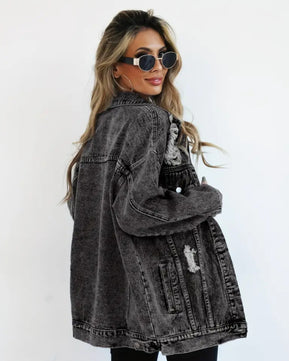 MST Luxury Denim Ripped Jacket Grey (Woman)