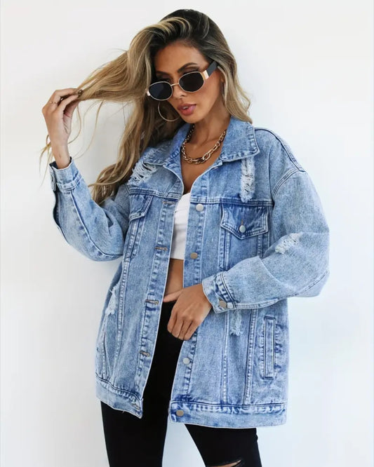 MST Luxury Denim Ripped Jacket Blue (Woman)
