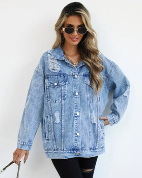 MST Luxury Denim Ripped Jacket Blue (Woman)