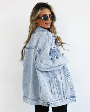 MST Luxury Denim Ripped Jacket Light Blue (Woman)