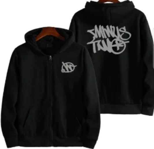 Minus two zipper Hoodie black Grey