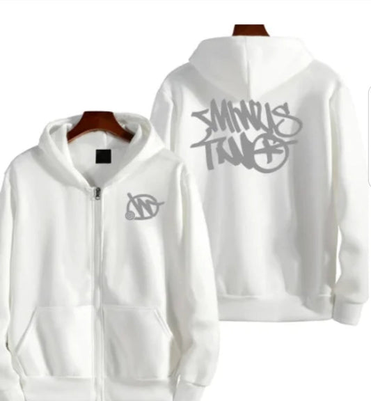 Minus two zipper Hoodie White